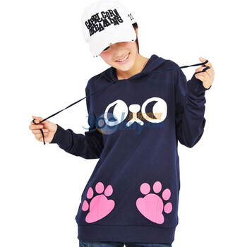 韩都衣舍 韩国卫衣春装新品卡通带帽卫衣EJ0990 海军蓝 M