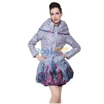爱约/AIYOR 2011新款冬季女装 优美亮片 独特领口棉衣/棉服0823浅灰色XL