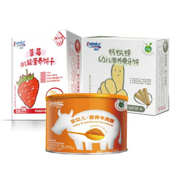 英氏萌芽宝宝套餐二（牛肉酥+机能饼干(草莓/南瓜味随机)+手指磨牙饼）