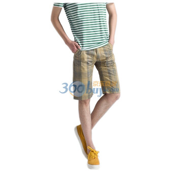 TUOYI拓一夏季时尚热裤男装2012新款格子直筒休闲短裤KB033 土黄 33
