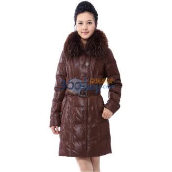 2011新款 雅鹿 貉子毛皮草大翻领女士长款羽绒服 ^@^YM10750 巧克力 180/104B(XXXL)