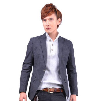 ［FYNEX］2011新款男士西装外套　韩版修身休闲西装　两粒扣FQ504 深灰 XXL/185/100