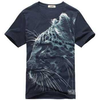 零号男 时尚豹头印花街头潮Tee BFB0313 蓝色01 XXL