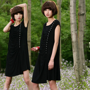 裂帛 2011新 陶瓷扣显瘦连衣裙 夏留下句号的面容4591 黑色 L