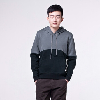 初刻CRUCCO 抓绒拼接带帽卫衣 男装 2012春季新品 00020582 黑灰拼接 XXL