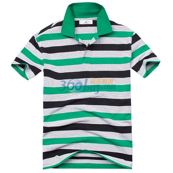 稻草人 休闲翻领色织条纹POLO短袖T恤DT117147 绿色 54/XXL