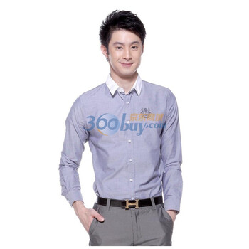 【欧莱诺OLOMO】衬衫 男装香槟领修身版长袖衬衫11152003 浅灰色 XL