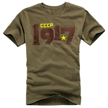 AK男装夏季CCCP1917纪念印花全棉圆领短袖T恤11C100061 军绿色 XXL