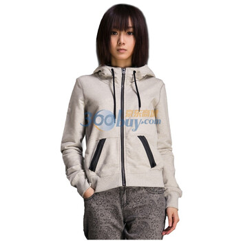 圣迪奥sdeer女装春休闲风立领带帽卫衣短外套2182272 浅灰色 L