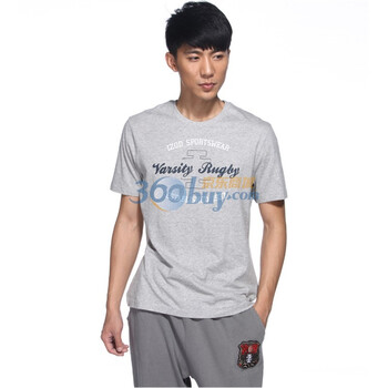 IZOD 2011新品纯棉字母圆领短袖宽松男士T恤 2121914207210灰色XXL(185/102A)