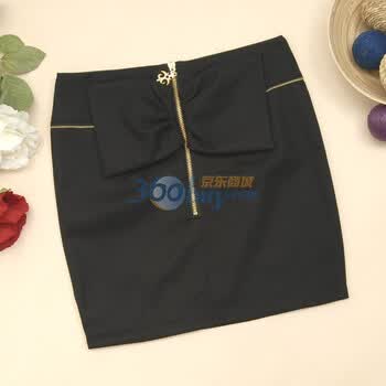 特尚莱菲女裙子秋冬新款OL通勤蝴蝶结包臀短裙半身裙DFB6185 黑色 L