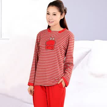 金丰田女士春秋可爱卡通家居服套装1102 红色小兔款 L