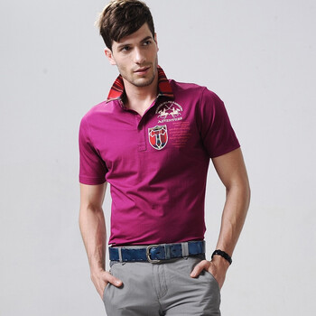 浪氏威尔lansiwear2012年短袖 polo衫 男 翻领短袖T恤LSAJT91 深玫红 54