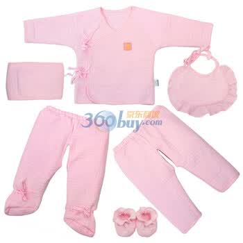 童泰 儿童保暖套装宝宝内衣新生儿服装秋冬加厚6件套 F1595 粉色 59码