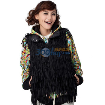 [inturn] 韩版黑色流苏拉链时尚无袖羽绒服 13M1372 黑色 L