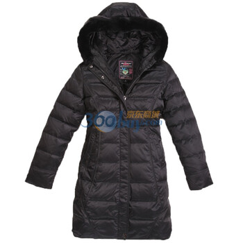 Sharon雪伦 经典热销中长款 进口獭兔毛领女士羽绒服 60509 80D黑色 XL175