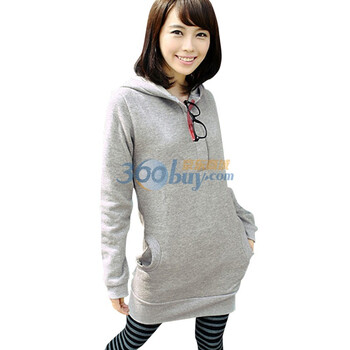 韩都衣舍 韩国卫衣秋装新款女长袖带帽卫衣E9176 浅灰色 L