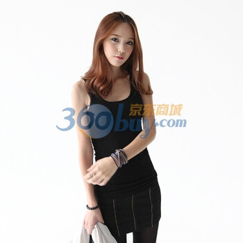 维妮 VINEY 纯棉多色韩版工字可爱小背心 黑色 XS