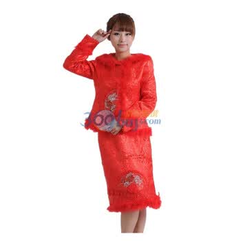 Muuduux 魔灯诚堡 大凤凰新娘敬酒服2件套加棉加厚敬酒服807 大红色 XXL
