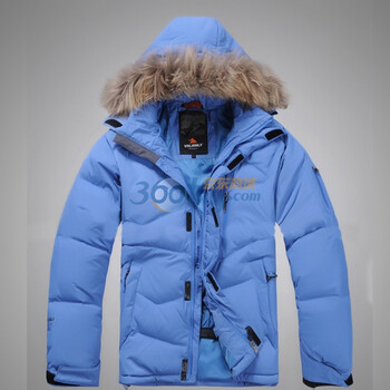 valianly 2011新款男款男羽绒服滑雪服貉子帽毛防水防风透气保暖2199蓝色54/XXL/185