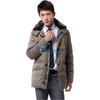 2011新款 雅鹿 男士 獭兔毛领记忆丝中长款 羽绒服 ^@^LD17500 茶色 185/100A(XL)