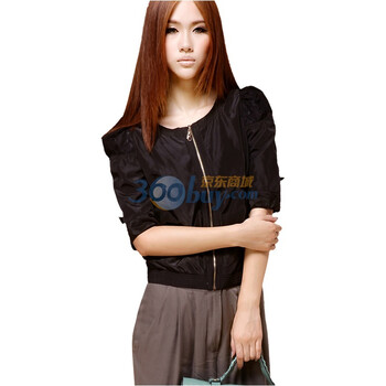 YooHERE 若禾 薄款修身泡泡袖小西装短外套11BUY022 黑色 L
