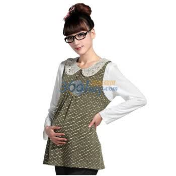喜满孕妇装 春秋装 韩版 孕妇裙 孕妇连衣裙 时尚孕妇裙子C1209 豆绿 L