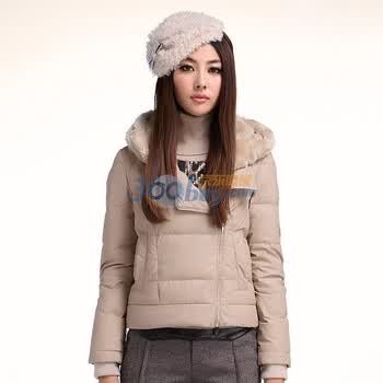 秋水伊人2011冬季新品时尚气质修身短款羽绒服614015019 米色 XL