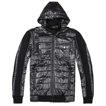 公子一派新款连帽棉服休闲外套男士保暖加厚棉衣MY-54008 黑色 185/100A(54/XXL)