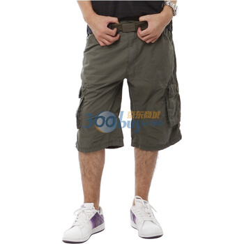 YISHION以纯 裤子男装休闲中腰多袋中裤 11210435 军绿色 33