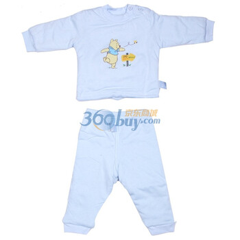 Disneybaby迪士尼宝宝丛林聚会铺棉罗纹领肩开套装蓝色811411（73/48）