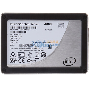 英特尔(Intel) 40G SATA 3.0Gb/s 2.5英寸 320系列SSD固态硬盘(SSDSA2CT040G310)简盒包装