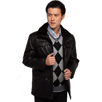红豆hodo棉服 新品男士商务休闲毛领棉衣可脱卸加厚外套HJA8220 深青色 185/108B(58)
