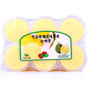 马来西亚 COCON可康牌 可康牌榴梿味椰果果冻 4板 (118gx80g)