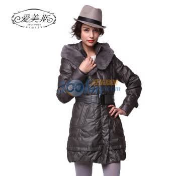 爱美斯2011新款罗纹收口袖纯色淑女羽绒服清仓A115199 深灰色 (XXXL)180/100A