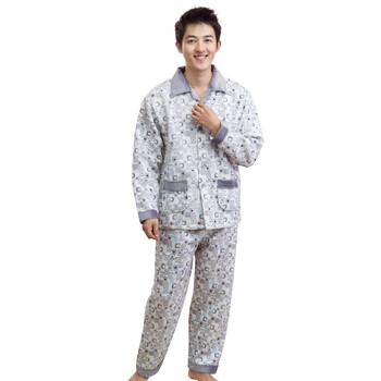 荻嘉茂 秋冬新款 针织夹层睡衣套装 6131 灰色 XXL