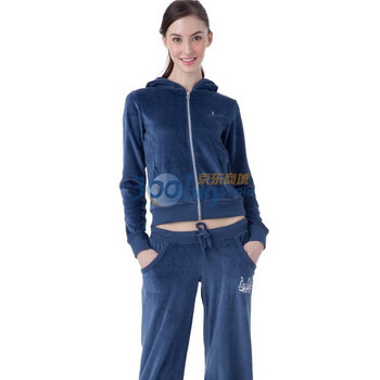 Lure 璐儿 明星款天鹅绒连帽休闲服运动套装外套LR100014 L