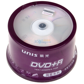 紫光（Unis）DVD+R 16速 4.7G 简爱系列 桶装50片 刻录盘