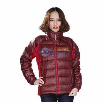 爱乐宾ELEBEN 女款迷彩鹅绒羽绒服 EBW-D1006 暗红色 175/80A