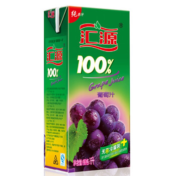 汇源100%葡萄汁1L*12盒 不添加糖、色素、防腐剂