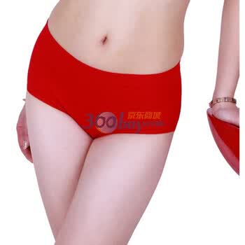 北极绒高弹力无缝提臀收腹女士高腰内裤B5003 红色 均码