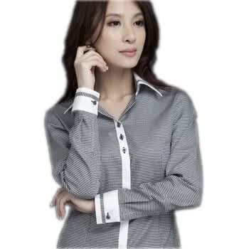 BESSSHIRT佰杰斯易去污纯棉女士长袖衬衫 黑色千鸟格·香槟领P31019450 黑色 39