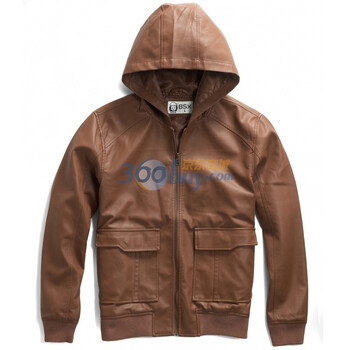 Giordano佐丹奴BSX 皮衣 男帅气拉链连帽皮衣 04071541 沙棕色 XL