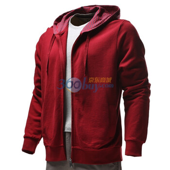 Giordano/佐丹奴外套男装时尚横间帽开胸卫衣01670544 红色 XL