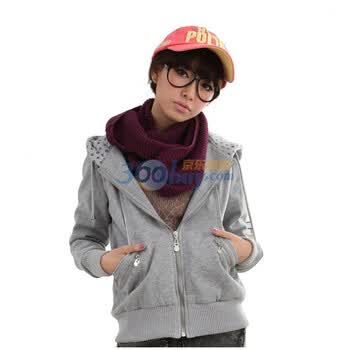 洛熙 RR 秋冬装韩版女休闲长袖针织带帽卫衣外套1129076 浅灰色 XL