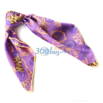宝石蝶品牌真丝小方巾春夏季新款真丝印花女士丝巾围巾华丽的乐章 紫色