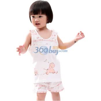 婴之谷新生儿衣服婴儿服装宝宝夏装纯棉透气夏季背心T4104 粉红 90码