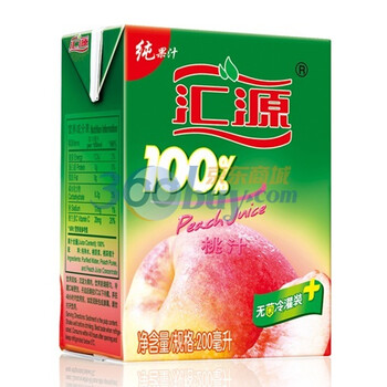 汇源100%桃汁200ml*24盒 不添加糖、色素、防腐剂