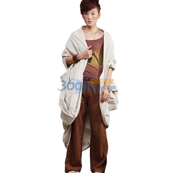 购物赢大奖 茵曼INMAN2011冬新款INMAM设计师大赛20强作品 郑晶洁 外套 DF539 浅灰色 均码