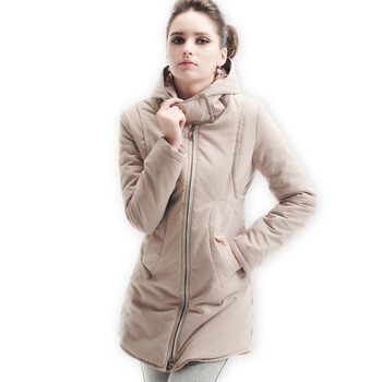 百普拉姿BIOPLAZM新款冬装2011女装品牌棉衣棉服修身加厚外套长款 沙色 XL